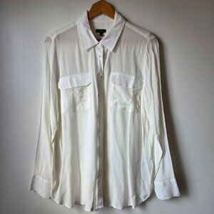 NWT TALBOTS CREAM/WHITE BUTTONED DOWN LONGSLEEVES SHIRT SIZE L